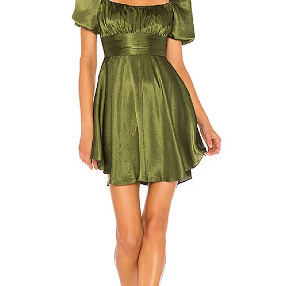 Majorelle Revolve Tiana XS mini dress green puff sleeve - Picture 9 of 9